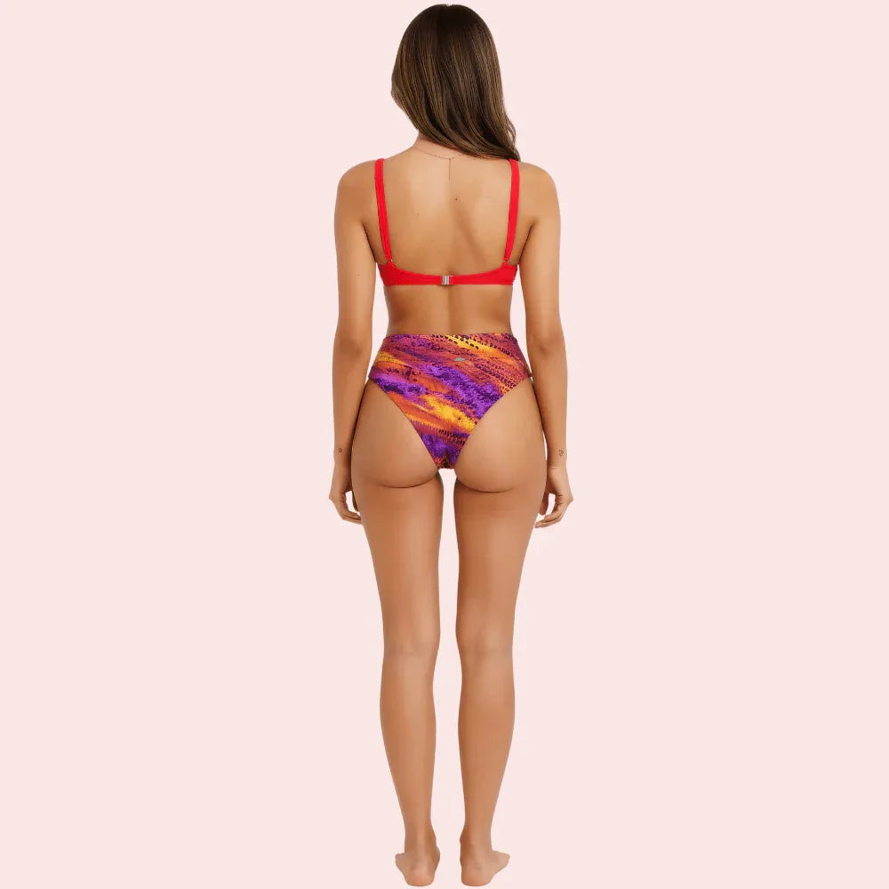 Sunset Mirage High-Waist Bikini Bottom (Bottom Only) Veloura Intimate