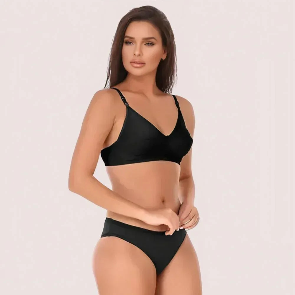 Timeless Black Cotton Bra Set Veloura Intimate