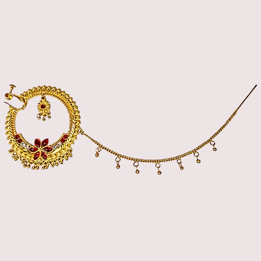 Uttarakhandi Gold Plated Round Nath Veloura Intimate