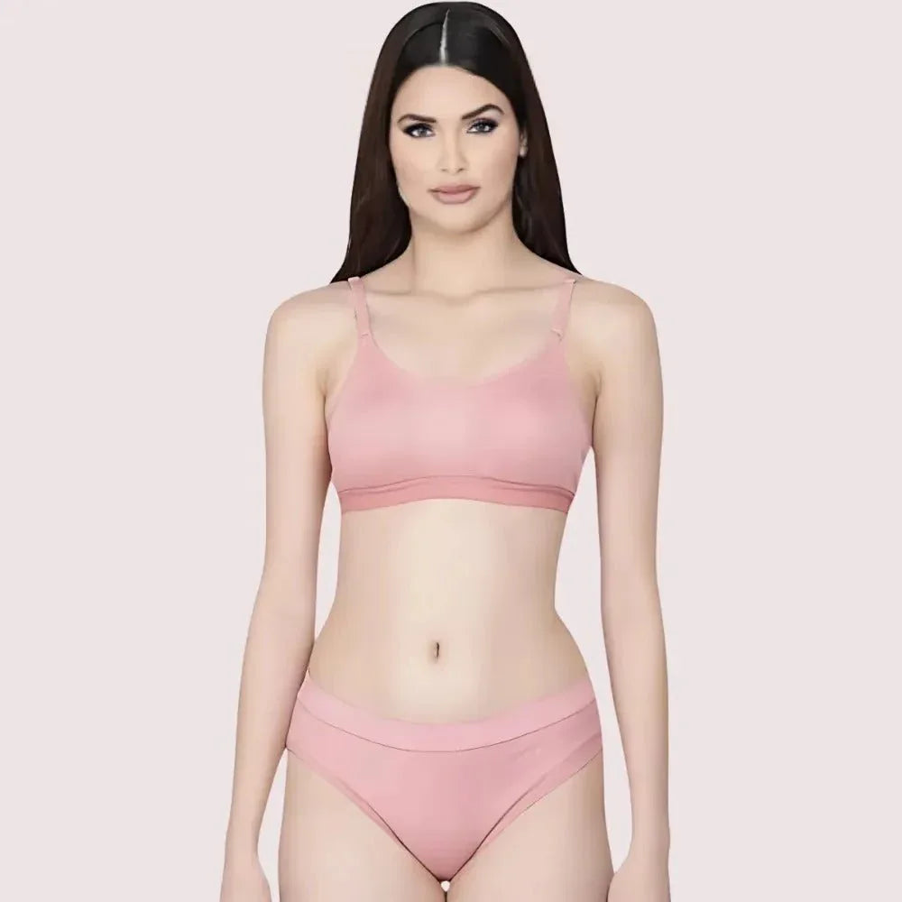 Wire-Free Women's Cotton Sports Bra Panty Set (2 pack) Veloura Intimate