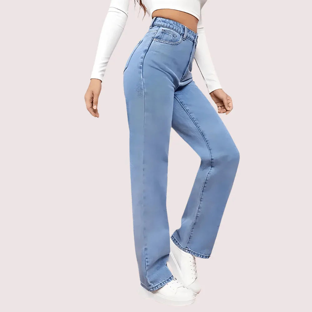 Women's Fashionable Washed High Waist Straight Jeans Veloura Intimate