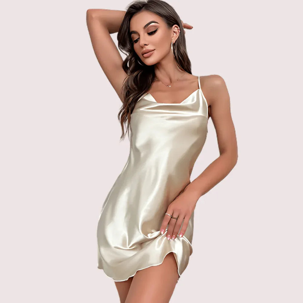 100% Pure silk satin cowl neck nightwear Veloura Intimate