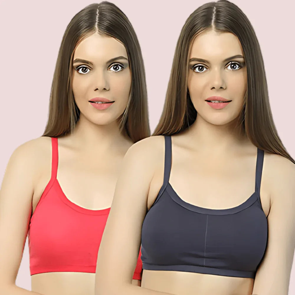 2-Pack Cotton Cage Strap Back Sports Bra Veloura Intimate