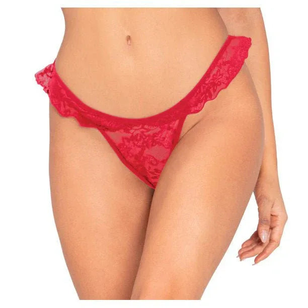 2 pack Sexy Lace Ruffled Thong Panties - Veloura Intimate