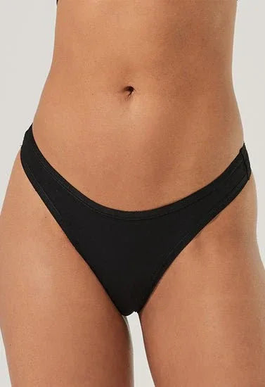 3 Pack organic cotton black thong panties Veloura Intimate