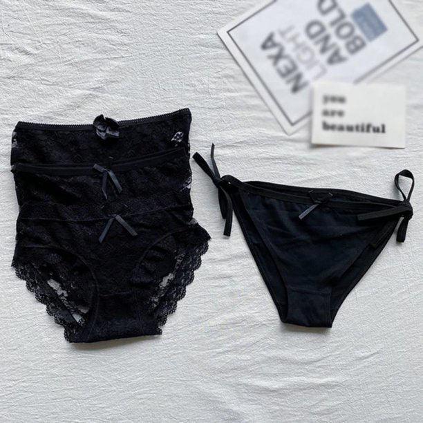 4 Pieces Black Sexy Lace Nylon Panties Veloura Intimate