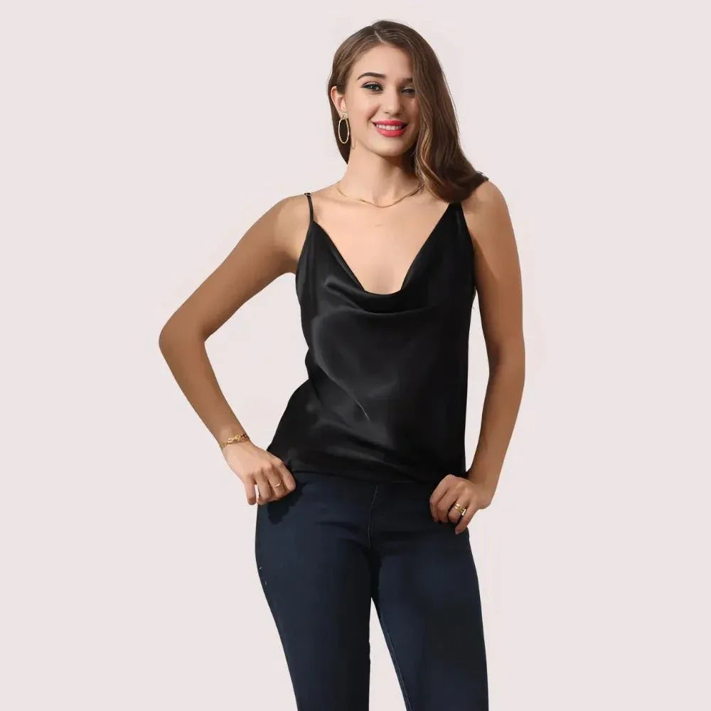 Opulent Nights Silk Cowl Neck Camisole - Veloura Intimate