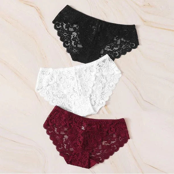 3 pack Lace Flowers hipster Panties - Veloura Intimate