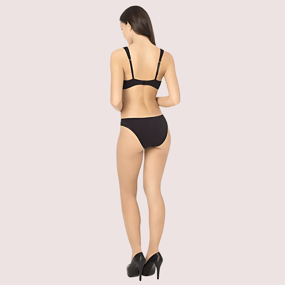 Stylish Seamless Black Push Up Bra Bikini Bottom - Veloura Intimate