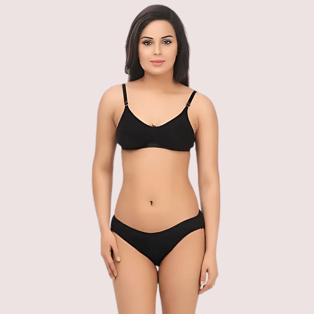 Black Absolute Everyday Bra Panty Set - Veloura Intimate