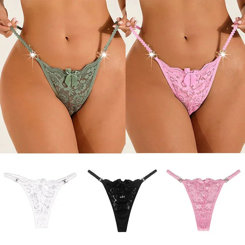 Assorted Colors Lace G-String Pack of 4 Veloura Intimate