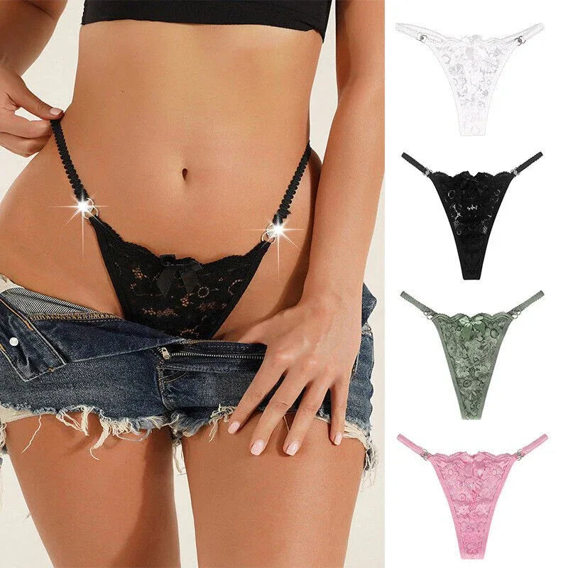 Assorted Colors Lace G-String Pack of 4 Veloura Intimate