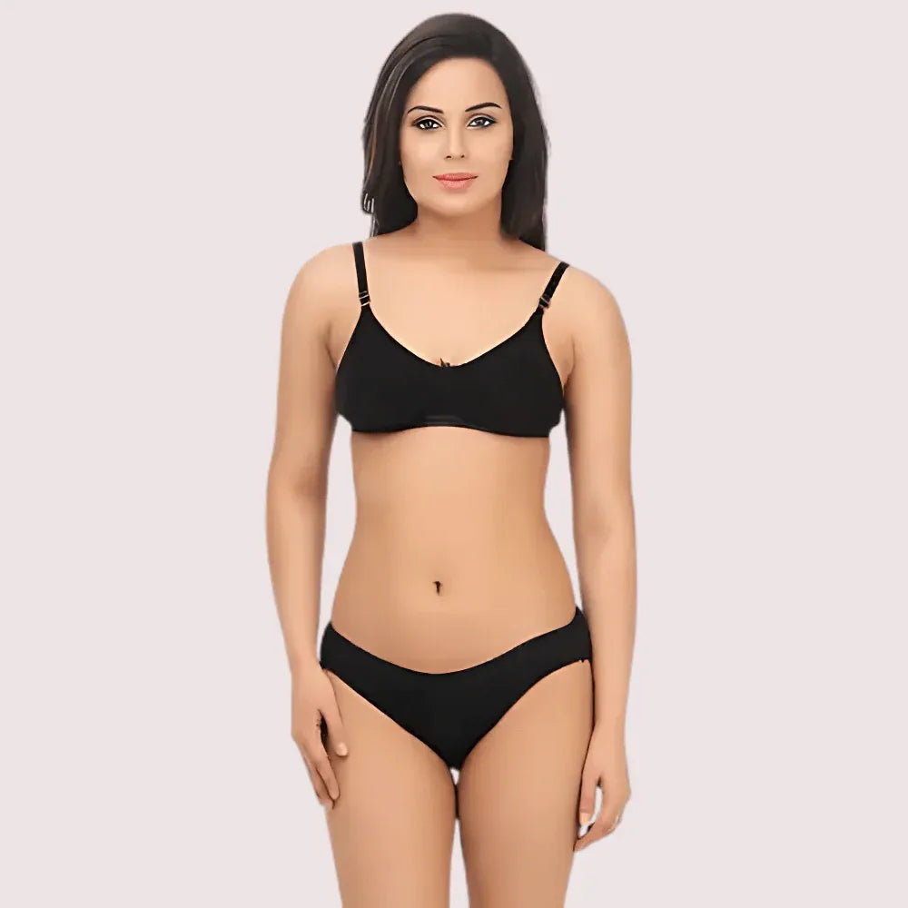Black Absolute Everyday Bra Panty Set Veloura Intimate