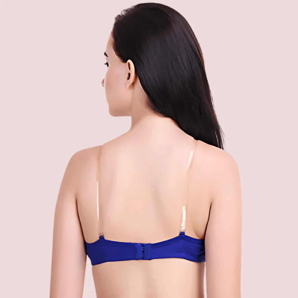 Blue Transparent Strap Bra Veloura Intimate