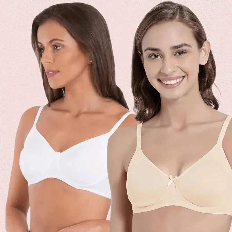 Breathable Cotton Non-Wired Bra (Pack of 2) Veloura Intimate