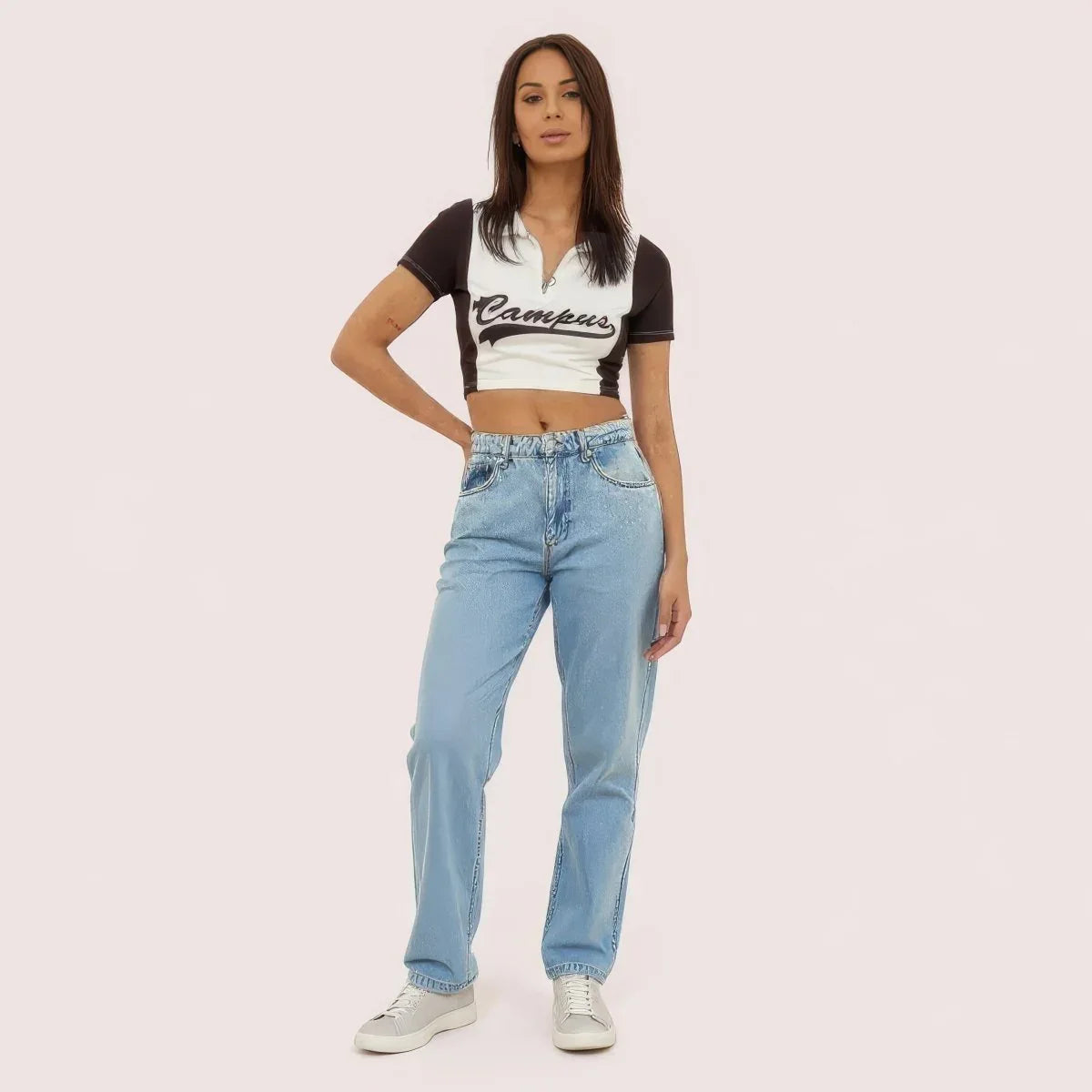 "Camper Chic" Contrast Zip Crop Top Veloura Intimate