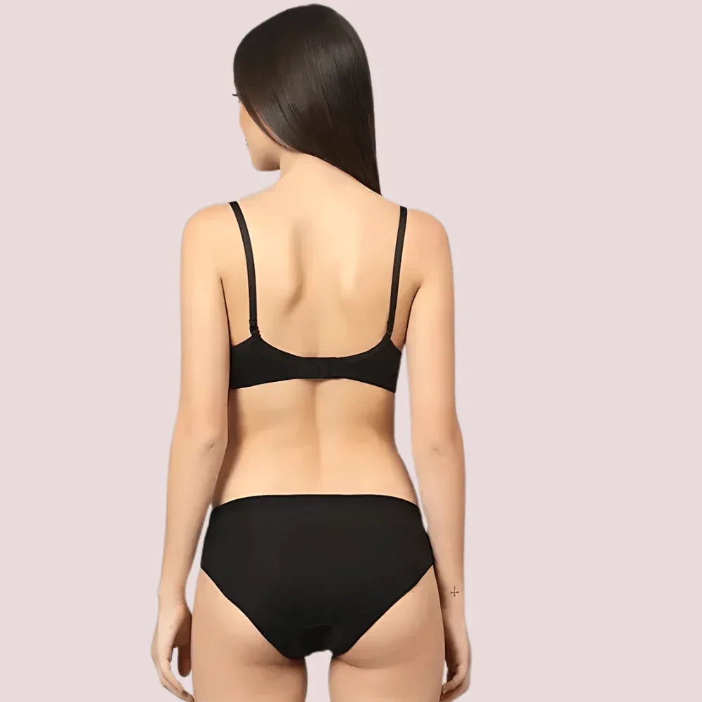 Cherry Hug – Black Cotton Bra &amp; Panty Set Veloura Intimate