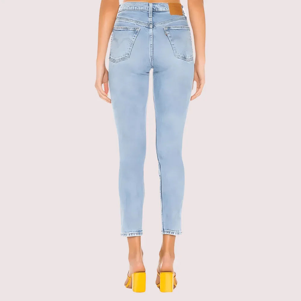 Chic Blue High Rise Skinny Jeans with Low Stretch Veloura Intimate