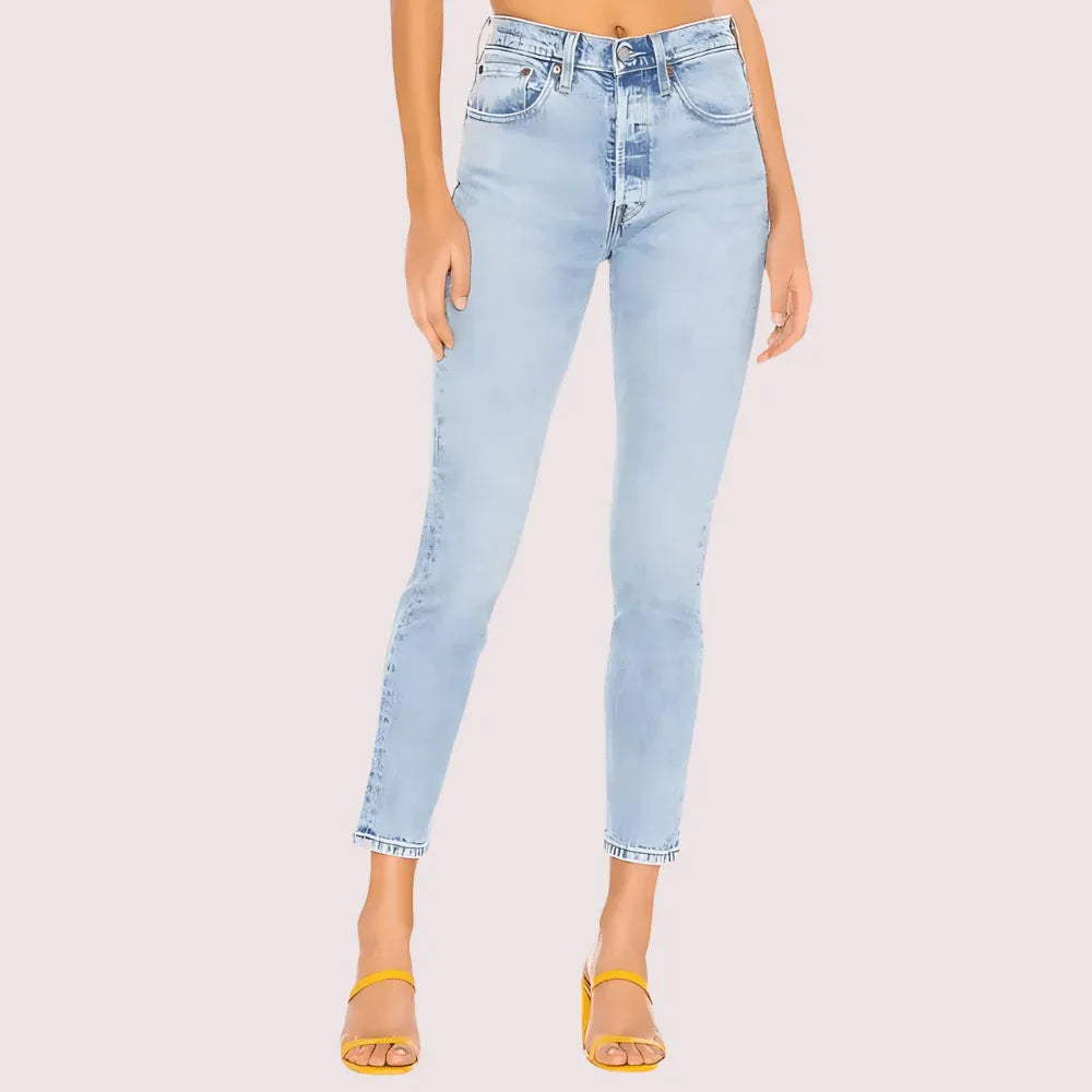 Chic Blue High Rise Skinny Jeans with Low Stretch Veloura Intimate