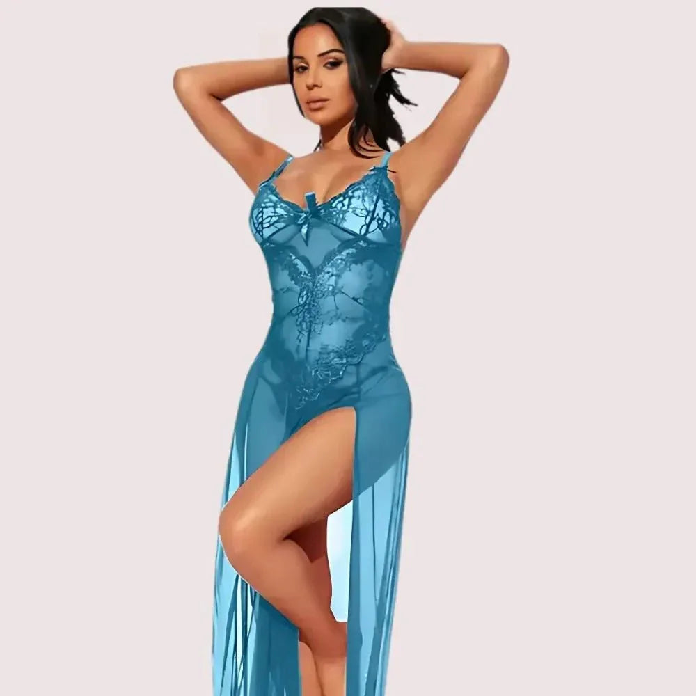 Chic Women's Babydoll Lingerie in Blue Veloura Intimate
