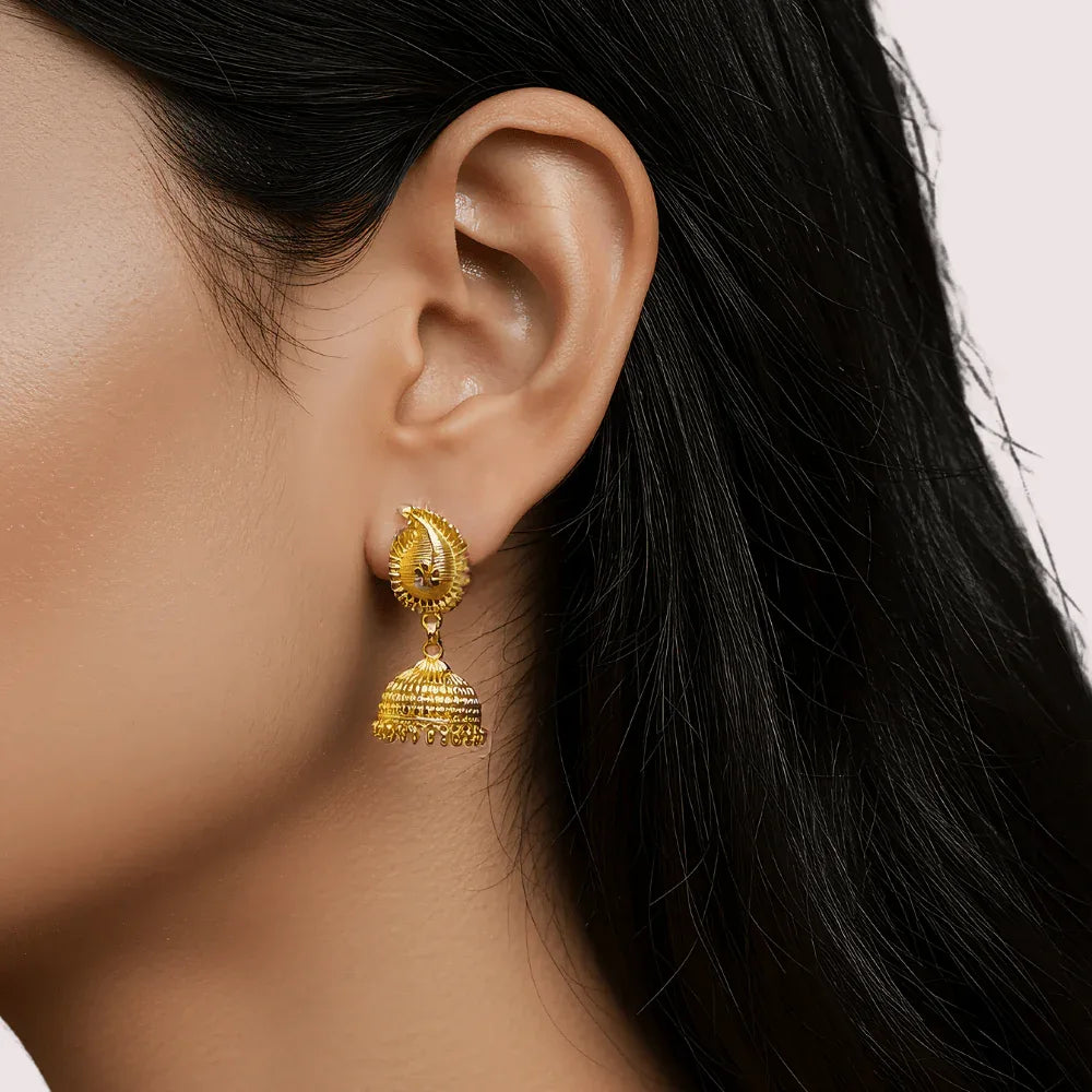 Classic Gold Leaf Jhumka Earrings Veloura Intimate
