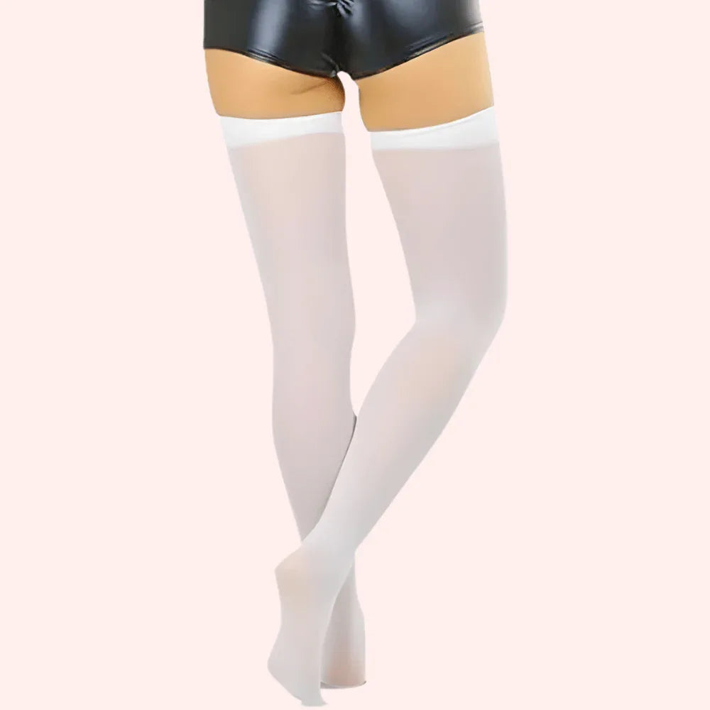 Classic Opaque Thigh-High Stockings Pack of 2 – Black &amp; White Stay-Up Hosiery Veloura Intimate