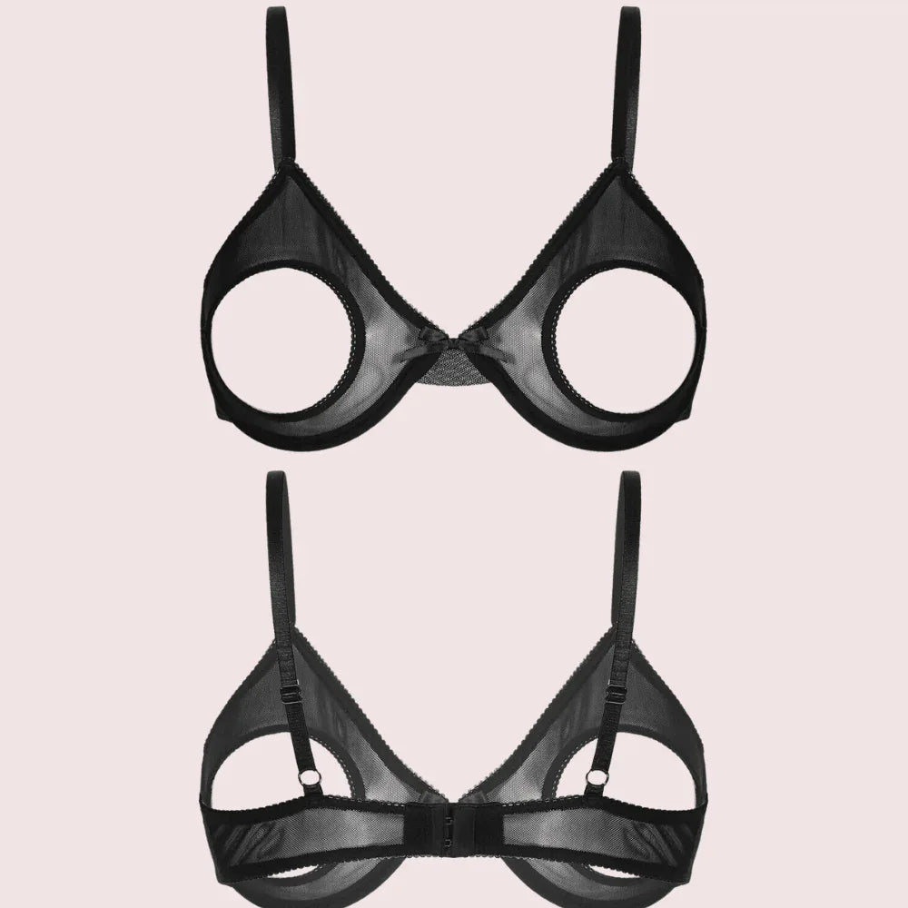 Daring & Sexy Sheer Open Cup Bralette Veloura Intimate