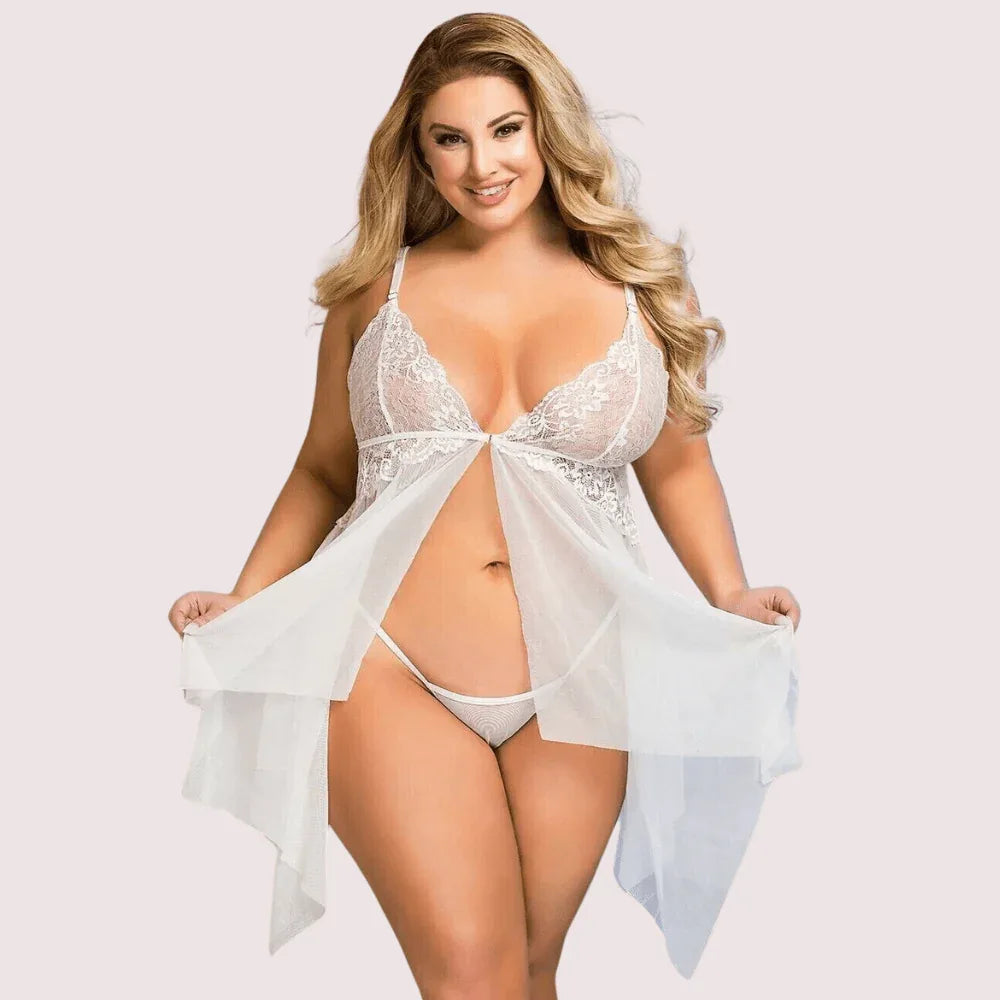 Douce Passion White Lace Trim Babydoll Veloura Intimate