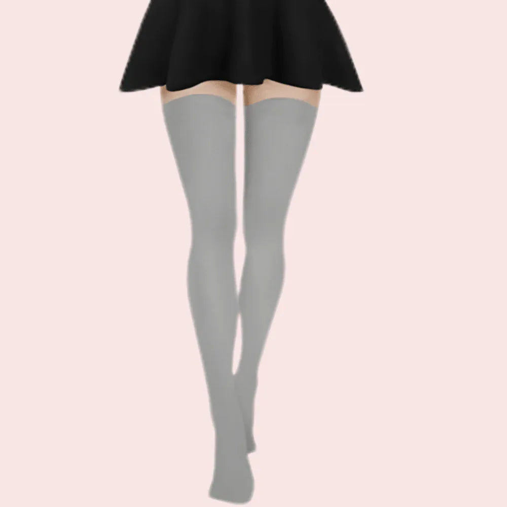 Dual-Shade Thigh-High Sheer Stockings – Pack of 2 (Grey &amp; Black) Veloura Intimate