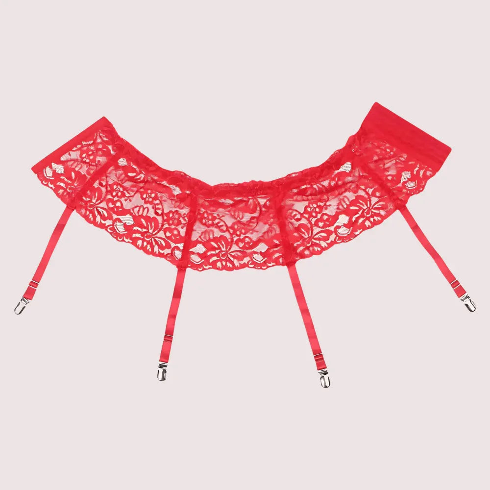 Elegant French Daina Red Lace Garter Belt - Veloura Intimate Elegant French Daina Red Lace Garter Belt - Veloura Intimate