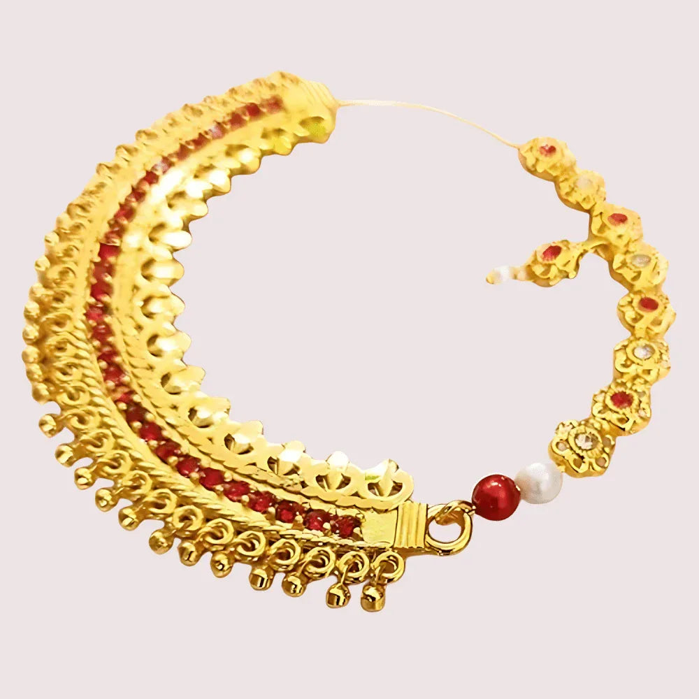 Elegant Gold-Plated Garhwali Nath – Big Size Tradition Veloura Intimate
