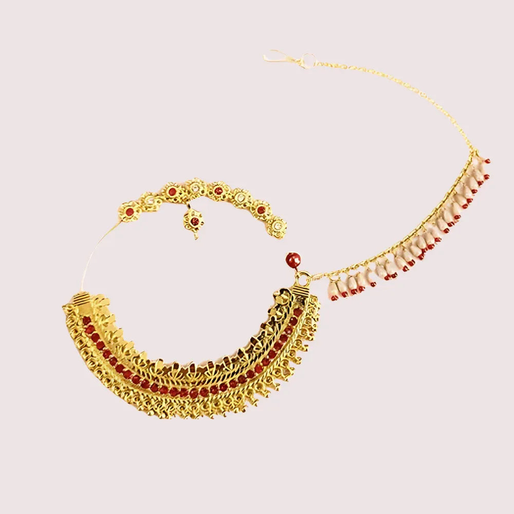 Elegant Gold-Plated Garhwali Nath – Big Size Tradition Veloura Intimate