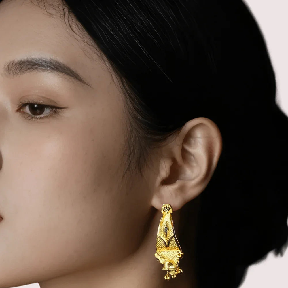 Elegant Gold-Toned Ethnic Drop Earrings Veloura Intimate