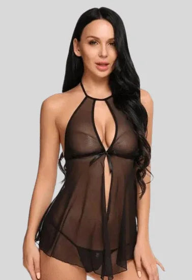 Elegant Lace Black Babydoll Nightwear Veloura Intimate