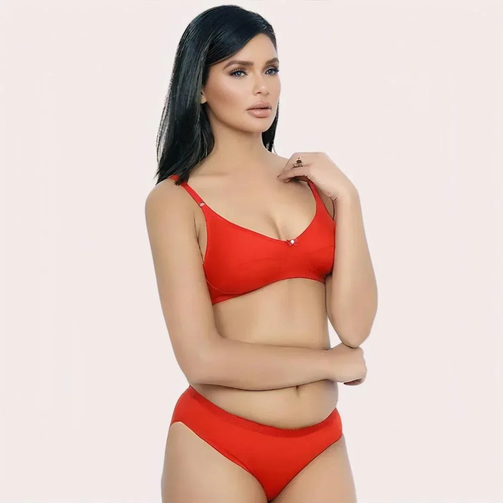 FD Organic Cotton Bra Set – Red | Soft, Skin-Friendly &amp; All-Day Comfort Veloura Intimate