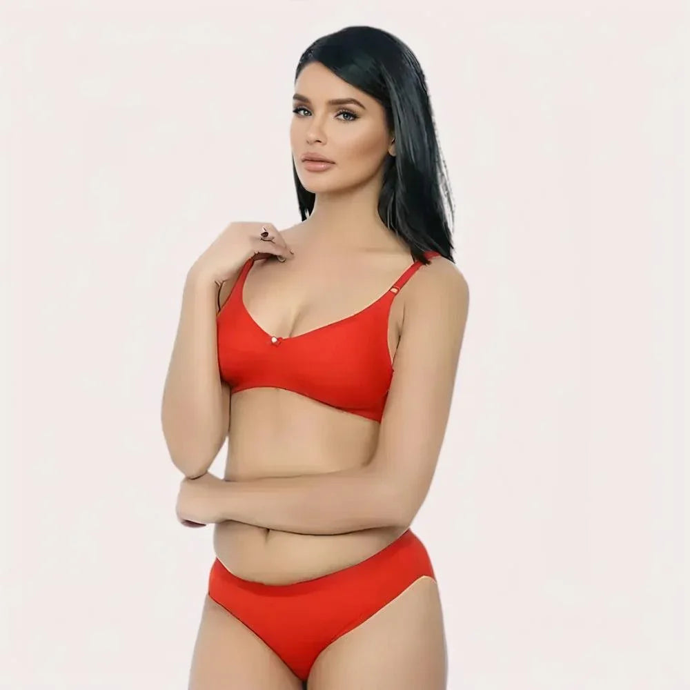 FD Organic Cotton Bra Set – Red | Soft, Skin-Friendly & All-Day Comfort Veloura Intimate