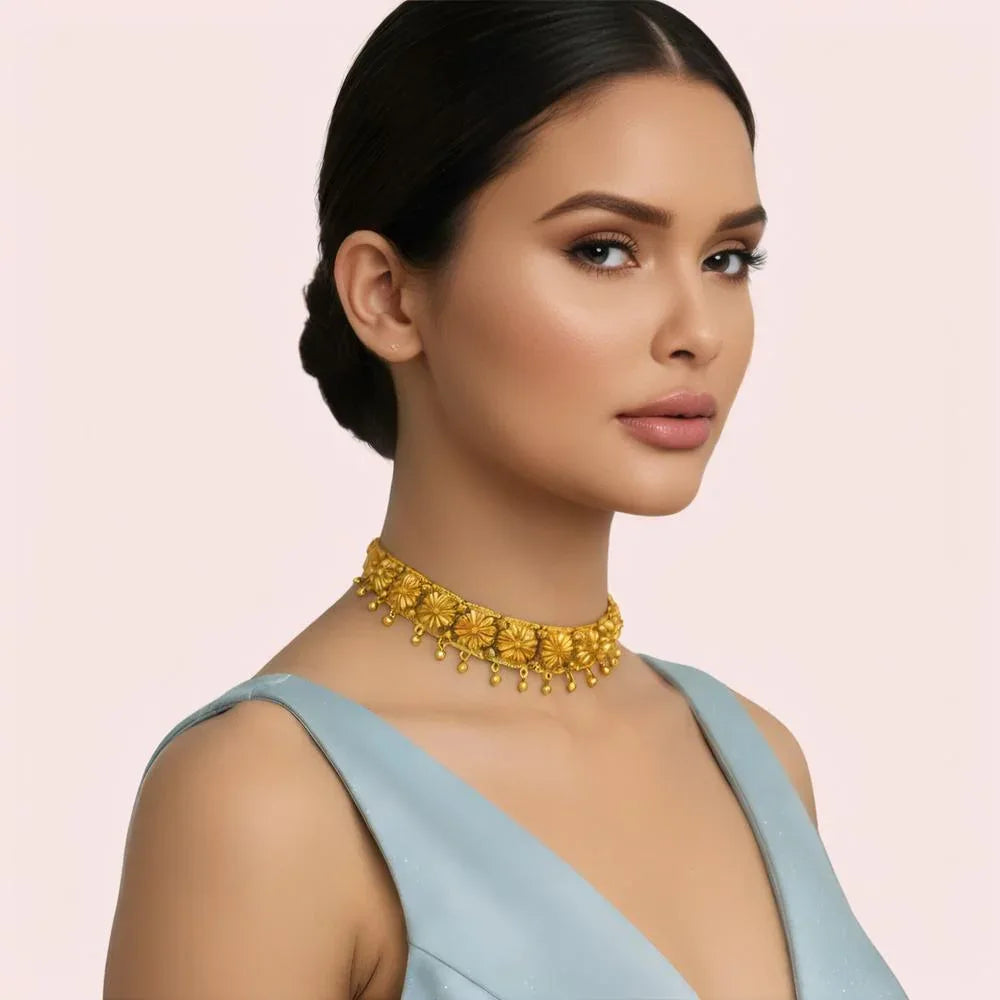 Floral Majesty Gold-Plated Designer Choker Necklace Veloura Intimate