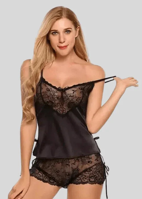 French Daina Black Babydoll Nightwear Veloura Intimate