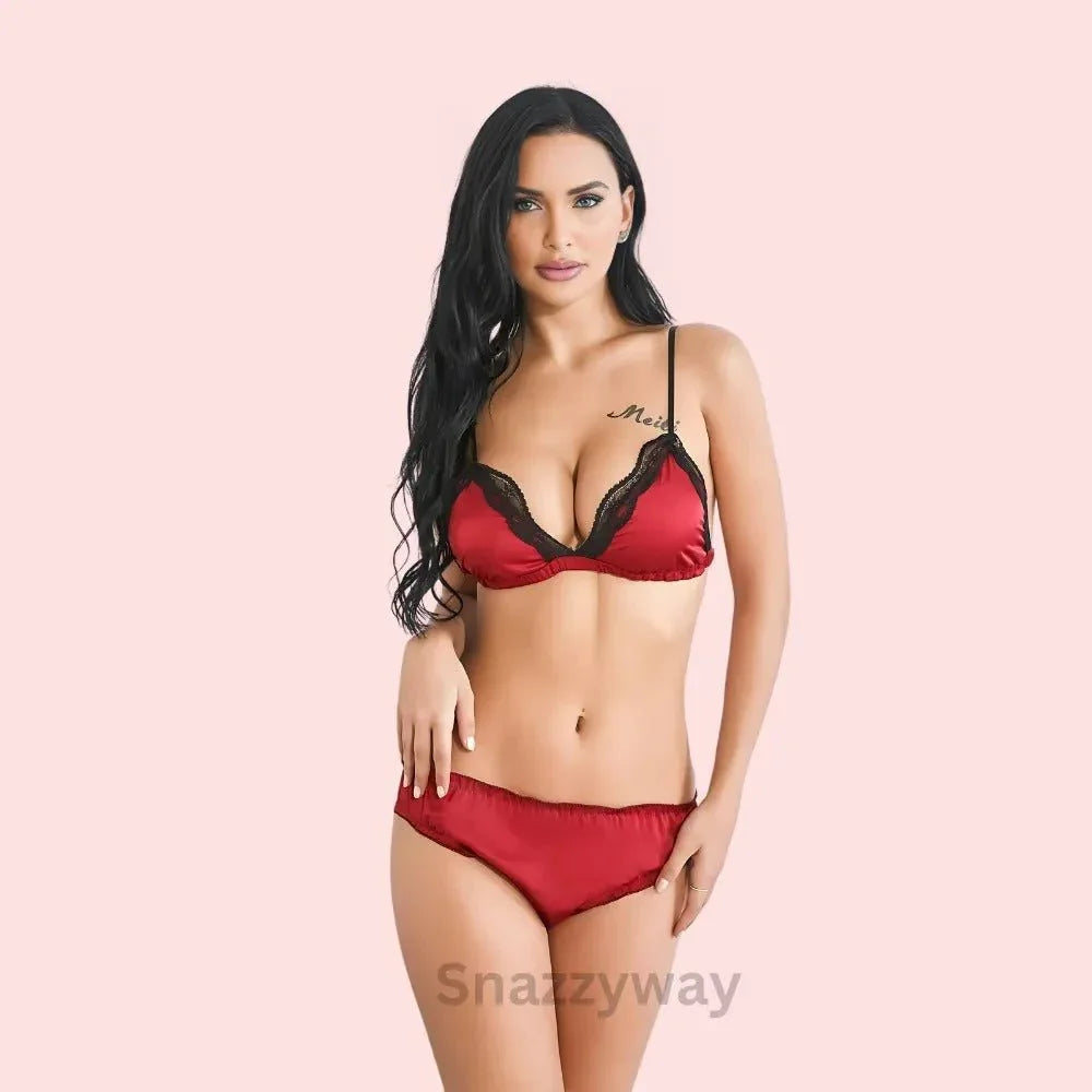 French Daina Luxury Silk satin bra set Veloura Intimate