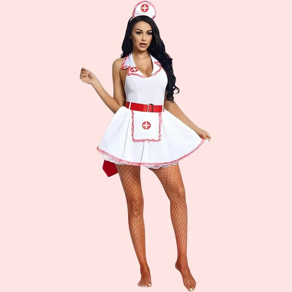 French Daina Nurse Role-Play Costume with Luxury Lace Panty Veloura Intimate