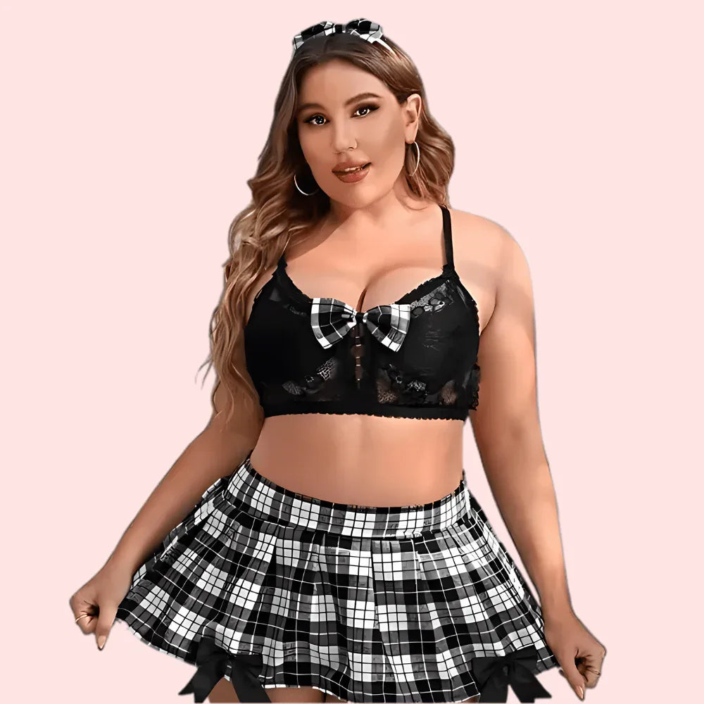 French Daina Schoolgirl Roleplay Costumes with Luxury Panty Gift Veloura Intimate