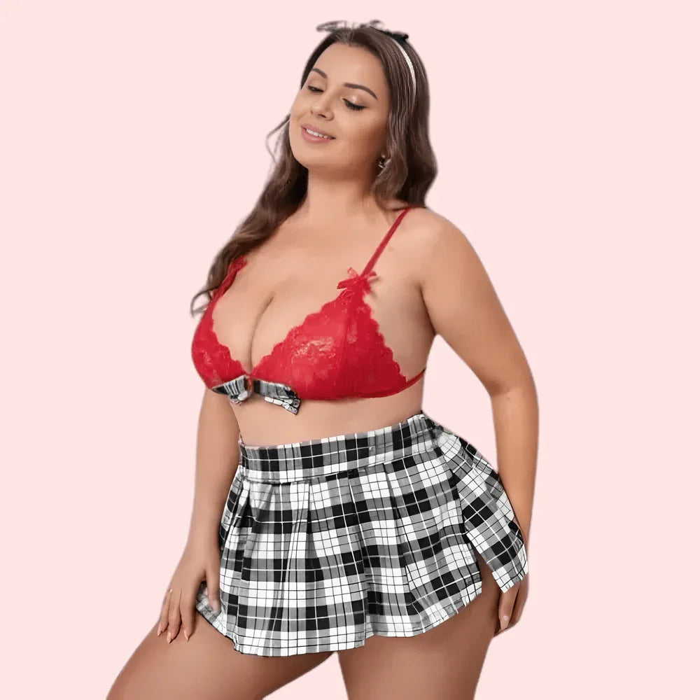 French Daina Sexy Schoolgirl Roleplay Costume with Luxury Panty Gift Veloura Intimate