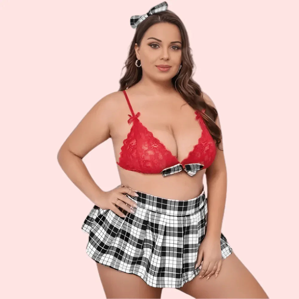 French Daina Sexy Schoolgirl Roleplay Costume with Luxury Panty Gift Veloura Intimate