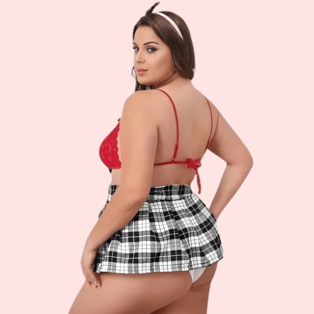 French Daina Sexy Schoolgirl Roleplay Costume with Luxury Panty Gift Veloura Intimate