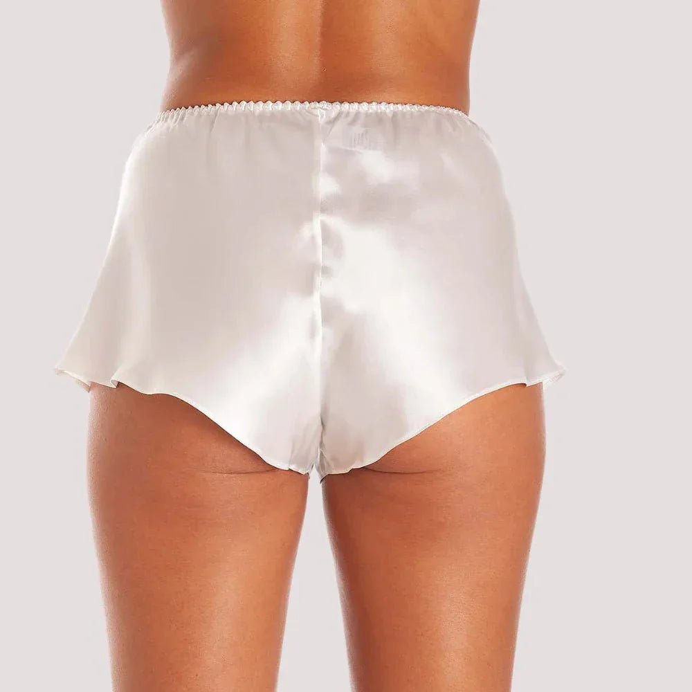 French Elegance Knickers in White Silk Satin Veloura Intimate