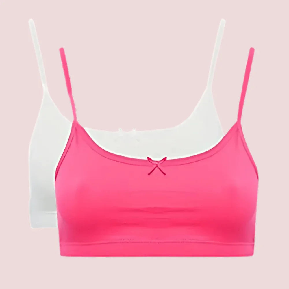 Girl’s Cotton Cute Bow Front Everyday Bra Pk-2 Veloura Intimate