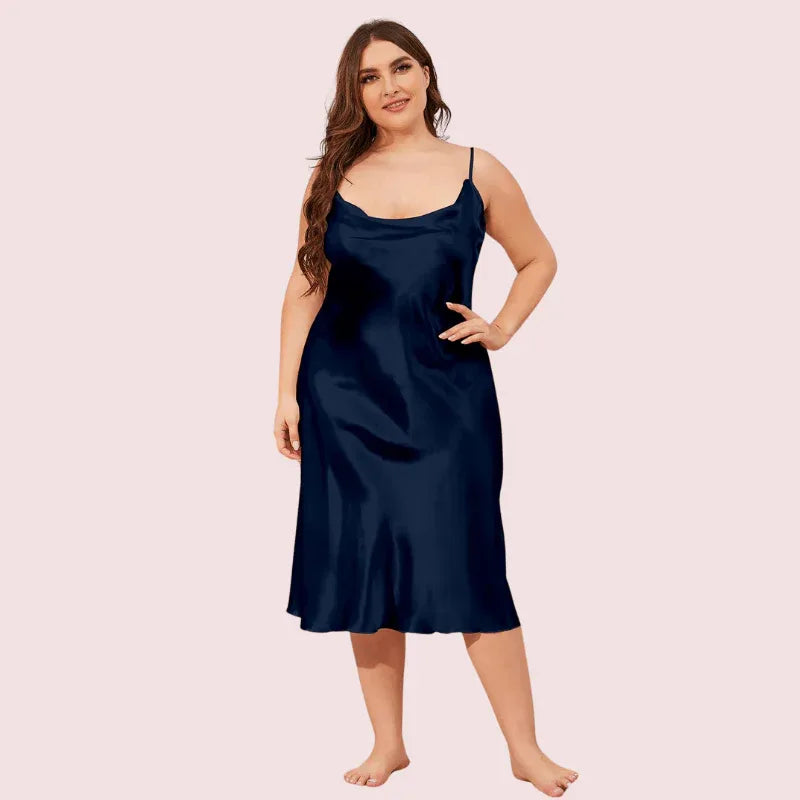 Glamour Satin Cowl Dress – Plus Size Veloura Intimate