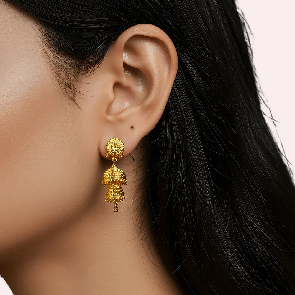 Golden Temple Bell Jhumka Earrings Veloura Intimate