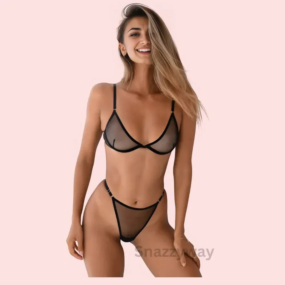 Gorgeous See-Through Bra Panty Set Veloura Intimate