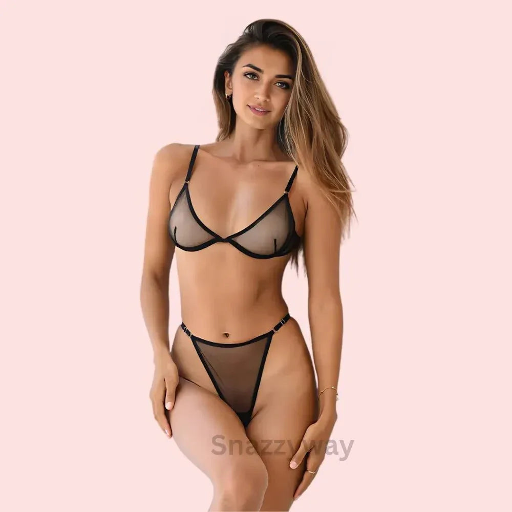 Gorgeous See-Through Bra Panty Set Veloura Intimate